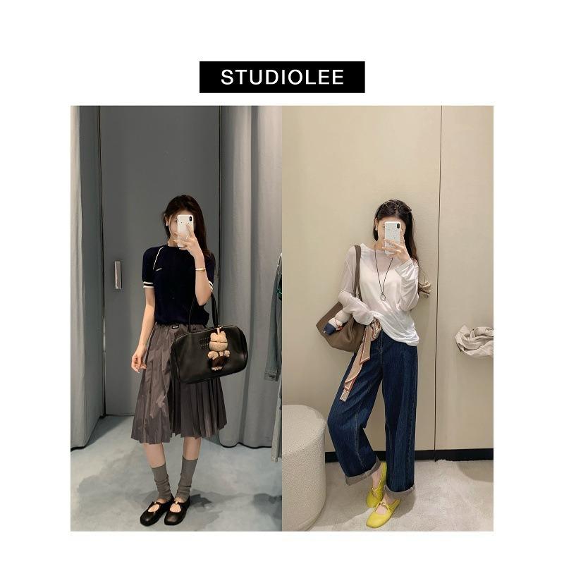 Sheepskin version~ Kink small gold buckle apple head soft waxy flat-soled single shoes women's shallow mouth Mary Jane shoes