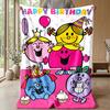 Mr. Men & Little Miss Cozy Flannel Blanket, Comfortable Warm Throw Blanket for Bedroom Sofa Home Use