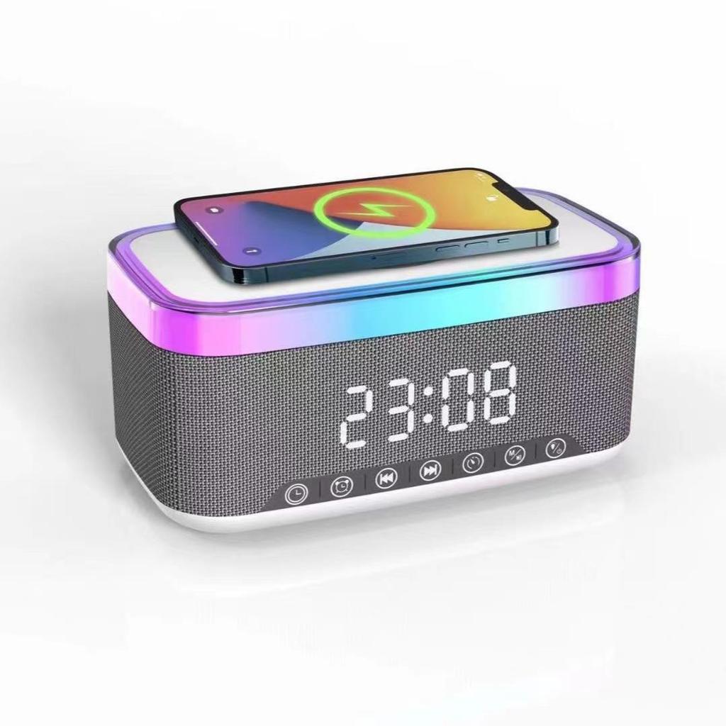 Multifunctional Bluetooth Speaker with Display, Alarm Clock, Wireless Charging, and White Noise (15W)