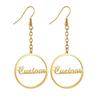 Atoztide Personalized Customized Round Star Name Earring Stainless Steel For Women Girl Fashion Eardrop Birthday Jewelry Gift
