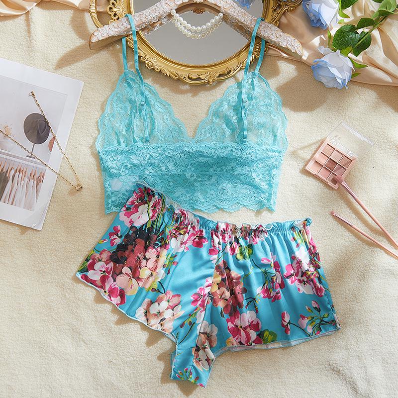 Europäisches und amerikanisches Spitzen-Dessous-Set: Sexy Versuchung BH & Shorts Zweiteiler