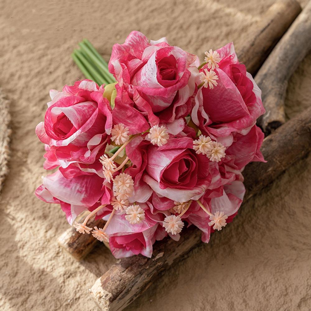 

Букет искусственных роз с эффектом реального прикосновения, Роскошные искусственные растения, Шелковые розы, Декор для сада на открытом воздухе розы красного