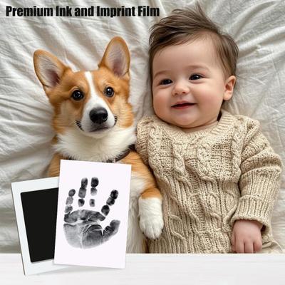 Paw Print Kit Clean-Touch Inkless Newborn Baby Handprint Footprint Ink Pad Pet Paw Print Stamp Pad for Dog Cat Paw Nose
