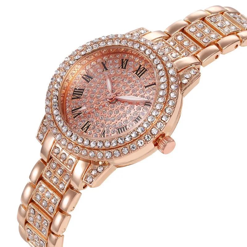Luxury Shiny Diamond Watch for Women Elegant Brand Quartz Steel Bracelet Watches Zircon Crystal Fashion Wristwatch Clock