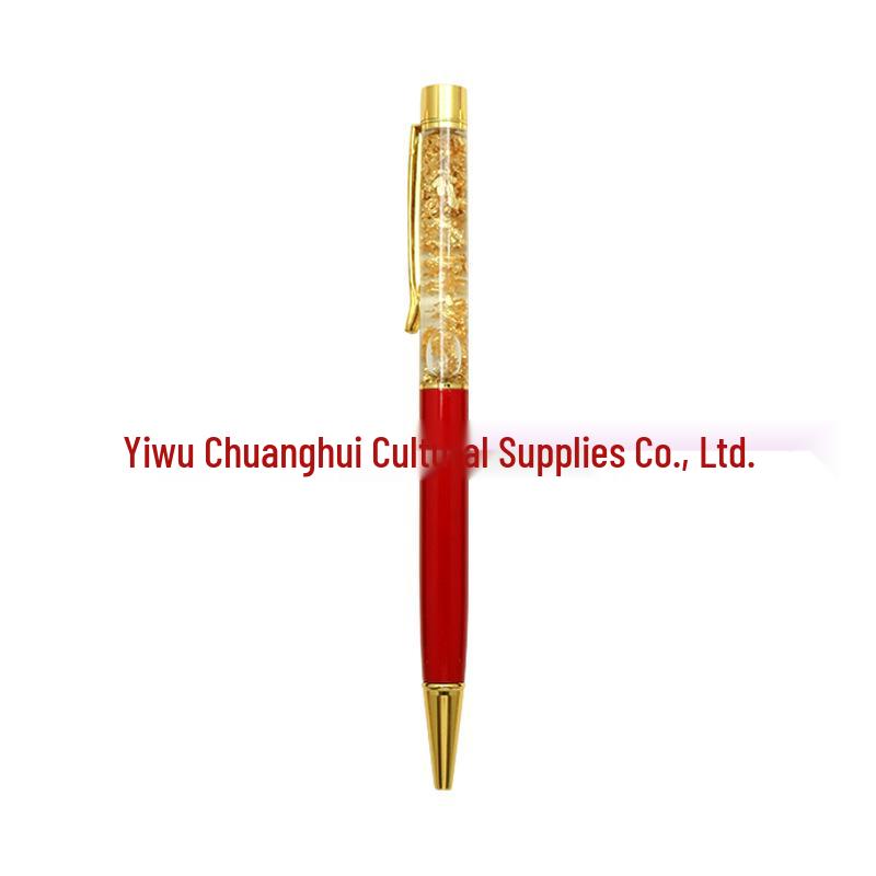 Gold Crystal Foil Metal Ballpoint Pen - Signature & Gift Pen with Laser Engraving
