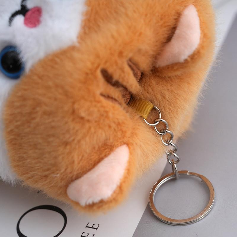 Adorable Plush Dog And Cat Keychain Doll Flip Toy Soft Pp Cotton 10cm Height