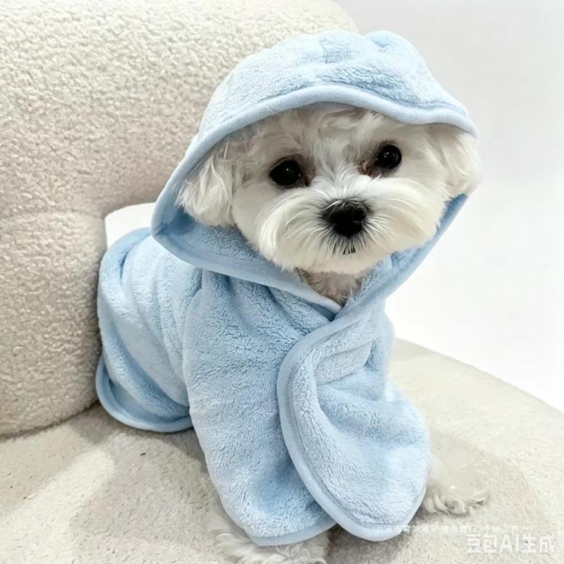 Quick Drying Soft Pet Bath Towel Robe Absorbent Soft Pet Bathrobe Dog Bath Towel Small Medium Dogs Cats