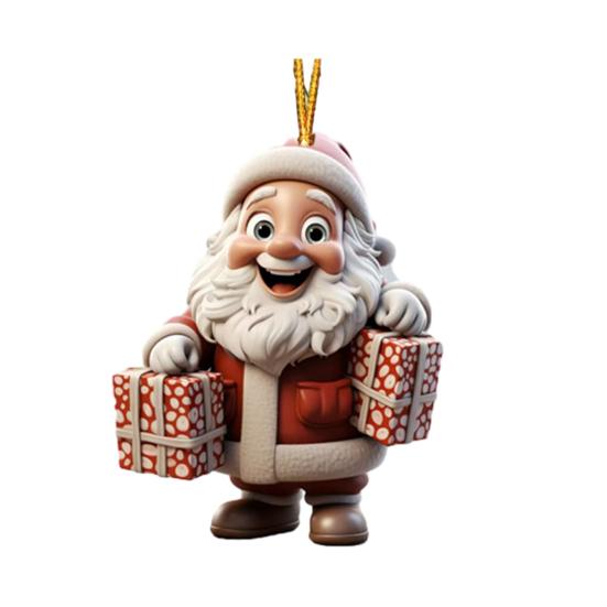 

Рождественское украшение Дед Мороз 2D Акриловый мультяшный Санта с подарочной коробкой Украшение на рождественскую елку для рождественской елки Праздничный домашний декор J