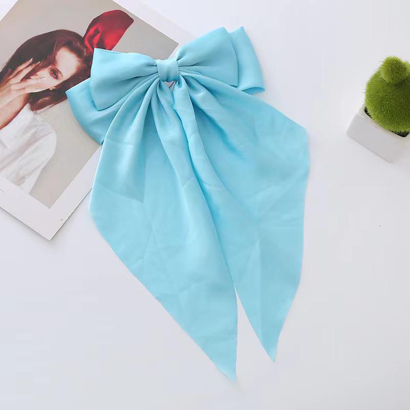 "Retro Large Ribbon Bow Hairpin Inspired by Yang Zi - Elegant Spring Clip Hair Accessory"