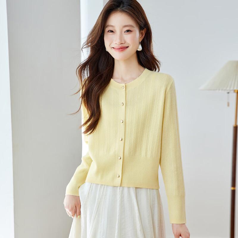 

Женский короткий вязаный кардиган из чистой шерсти M