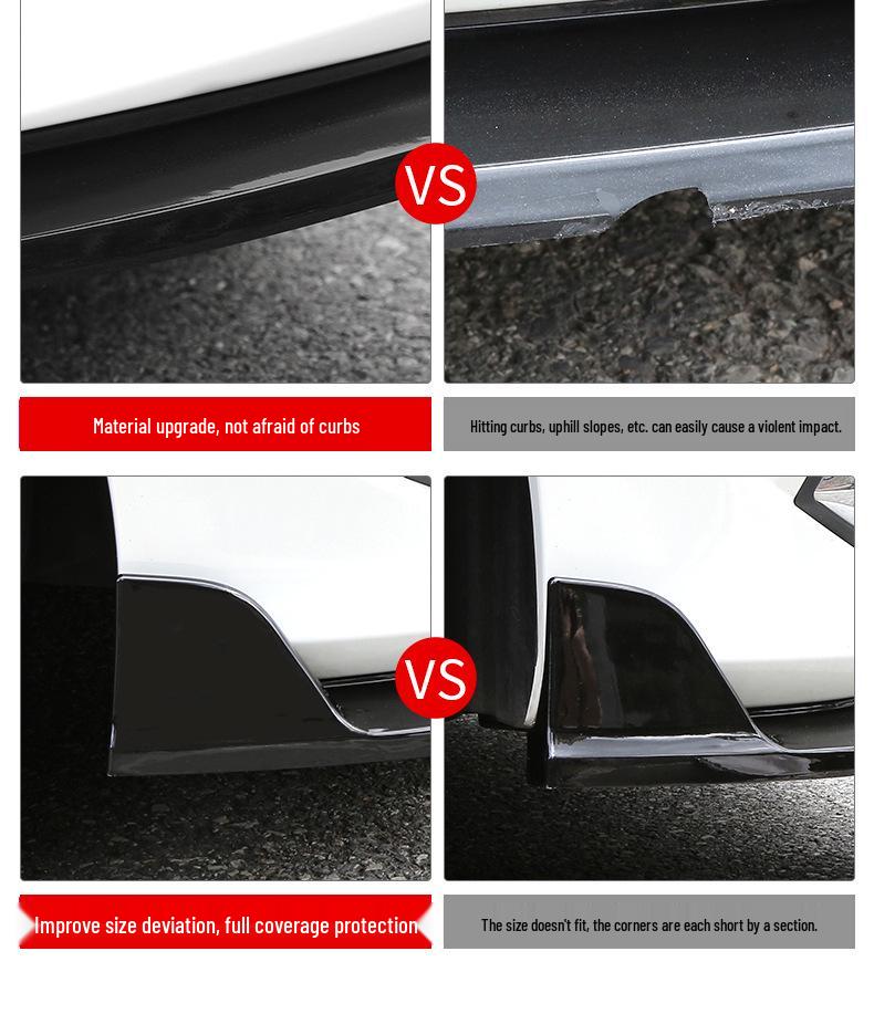 Universal Carbon Fiber Pattern Front Lip Kit for Cars - Three-Piece Accessory Set