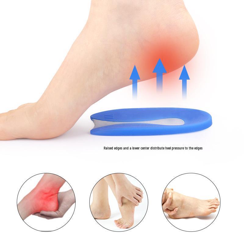Blue Silicone U-shaped Heel Pad: Soft Shock-Absorbing Foot Protection