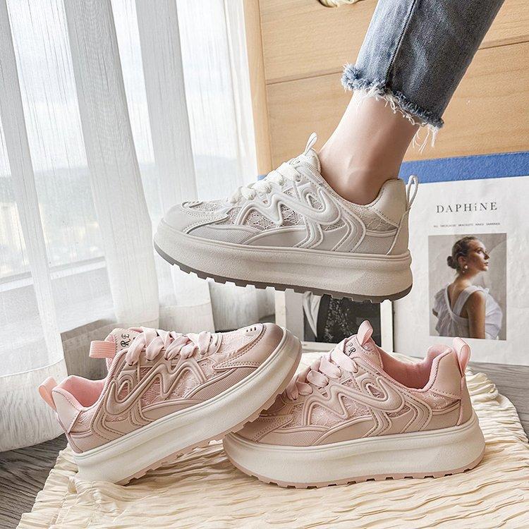 Thick-soled Dad Shoes Women's Summer Thin Breathable Mesh 2025 New Versatile and Lightweight Sports and Leisure Little White Shoes