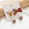 Women Christmas Asymmetric Earrings Snowflake Santa Bow Red Ball Tassel Dangle Earrings Holiday Party Gift Jewelry