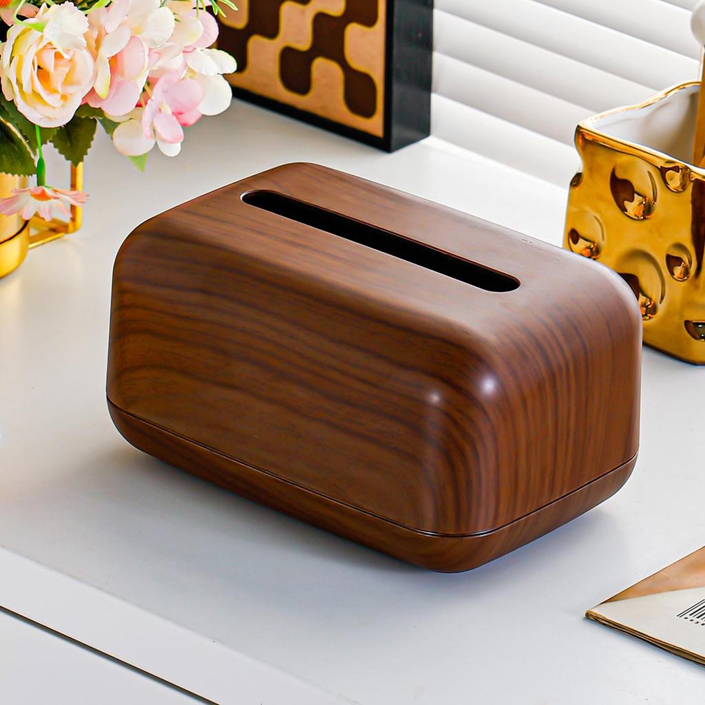 Walnut Color Plastic Tissue Box for Office and Living Room