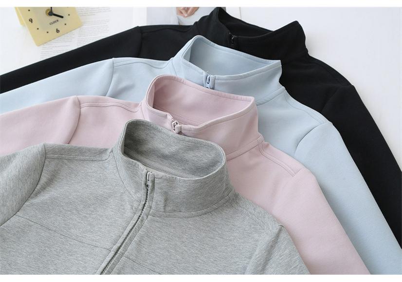2026 Spring Plus Size Women's Long Sleeve Hoodie Cardigan with Double Zipper & Stand Collar - Style 7067