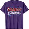 Funny Merry Christmas Buffalo Plaid Santa Hat Unisex Women TShirt Xmas Costume Novelty Gift Festive Santa Hat and String Lights