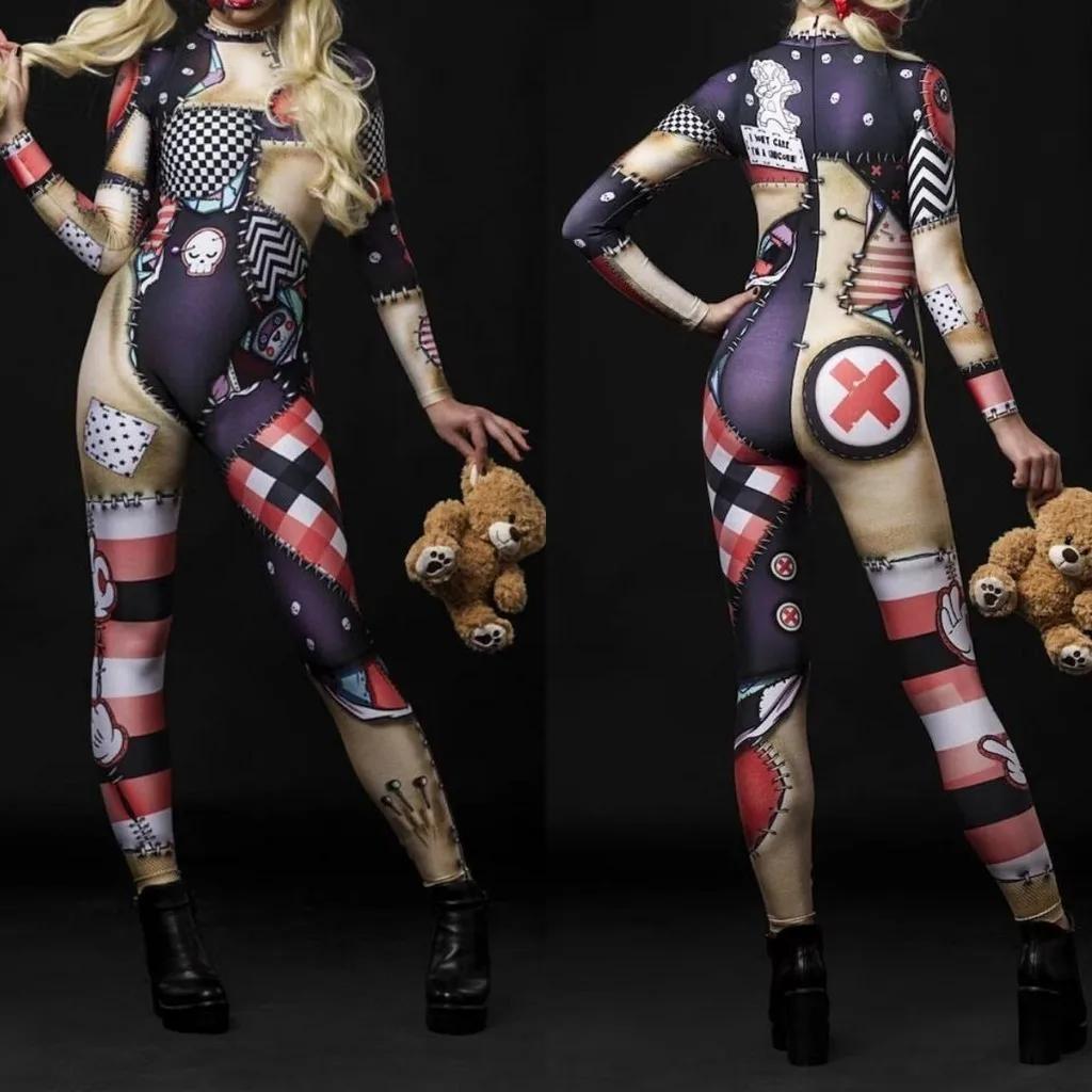3D Digital Printing Stage Performance Costumes Adults Halloween Events Carnival Theme Party Cosplay Outfit Pretend Game Jumpsuit