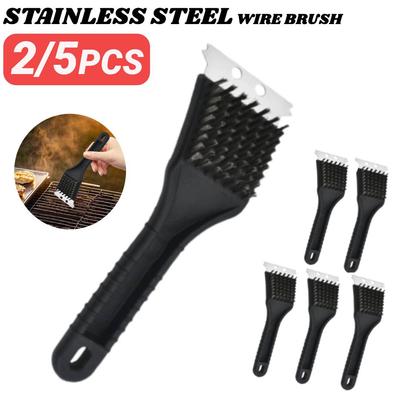 2/5 PIÈCES Brosse et Grattoir pour Grilloir Brosse de Nettoyage pour Grill de Barbecue Brosse Grilloir en Fil d'Acier Inoxydable pour Outil de Cuisson Extérieur Maison