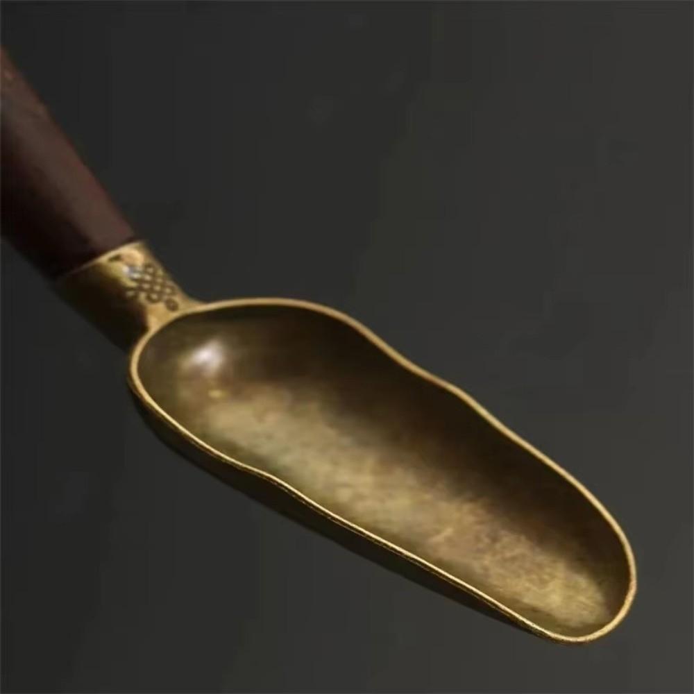 Tragbarer Holzgriff Teelöffel Kupfer Retro Teeschaufel Kreative Teeblätter Schaufel Kaffee