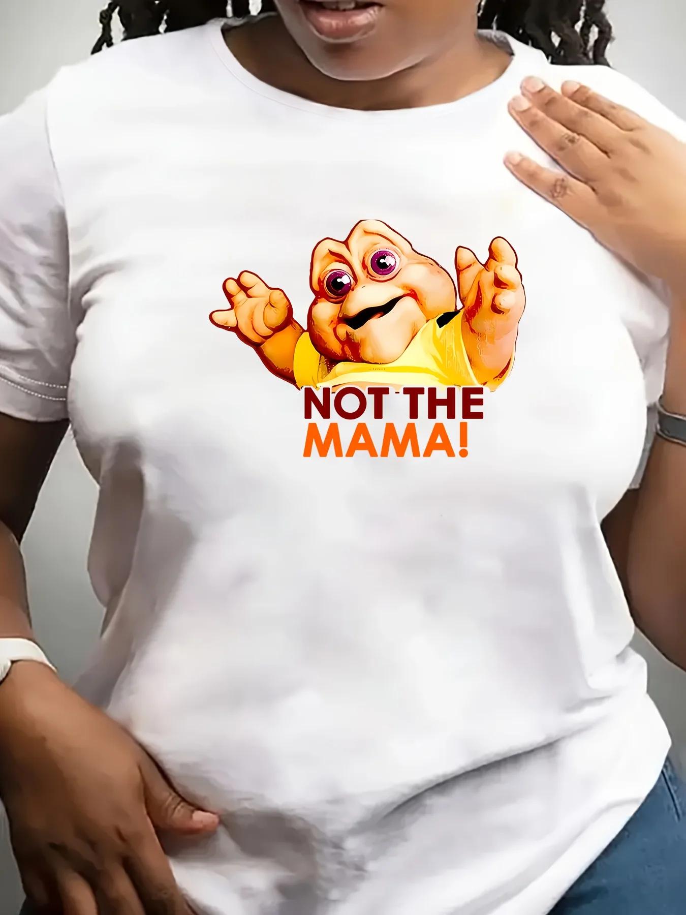 Camiseta de Unisexga corta blanca de talla grande para mujer dinosaurios NO LA MAMA EstampadoTV  Inspirado y divertido S