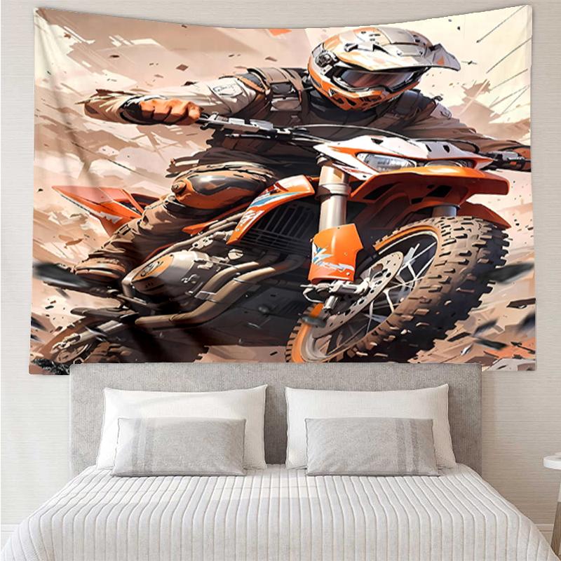 off-road-motorcycles Print Tapestry, Backdrop, Easy Setup, Ideal for Bedroom, Office & Living Room, with Aesthetic Wall Hanging Decor.