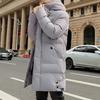 Winter Down Coat Hooded Thickened Solid Color Padded Cardigan Keep Warm Midi Length Zip Up Plus Size Men Winter Coat for Daily Wear