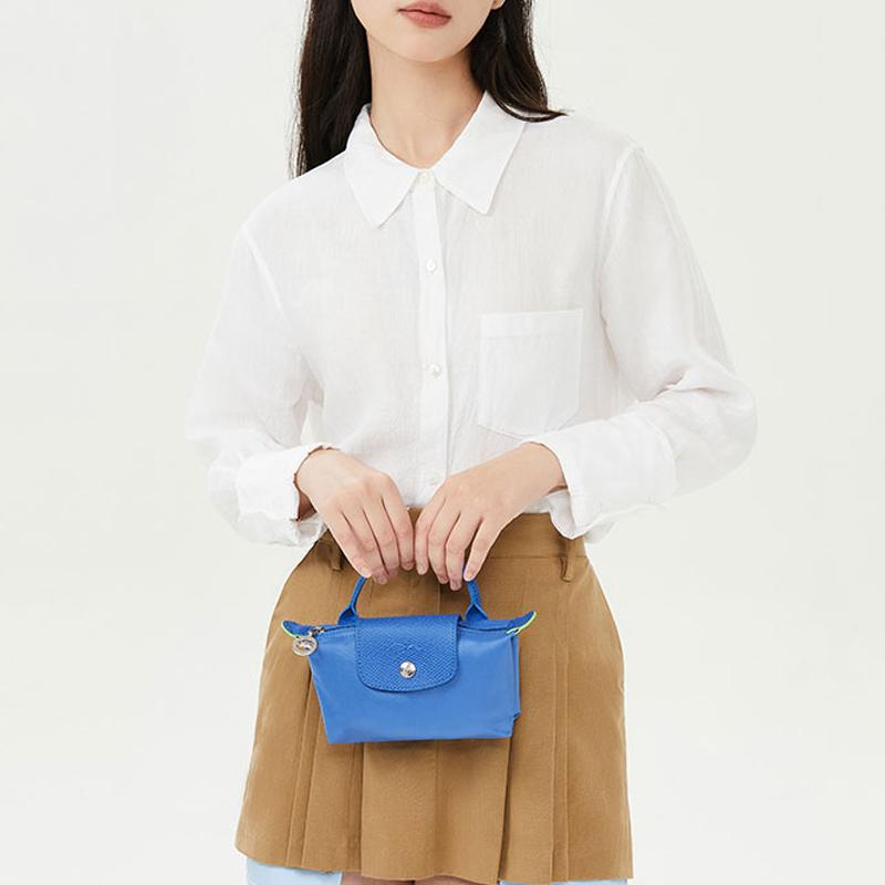 Longchamp Le Pliage Green Logo Snap Zipper Minimalist Recycled Polyamide Canvas With Leather Dumpling Tote Bag Women Tote Bags 34175919P82