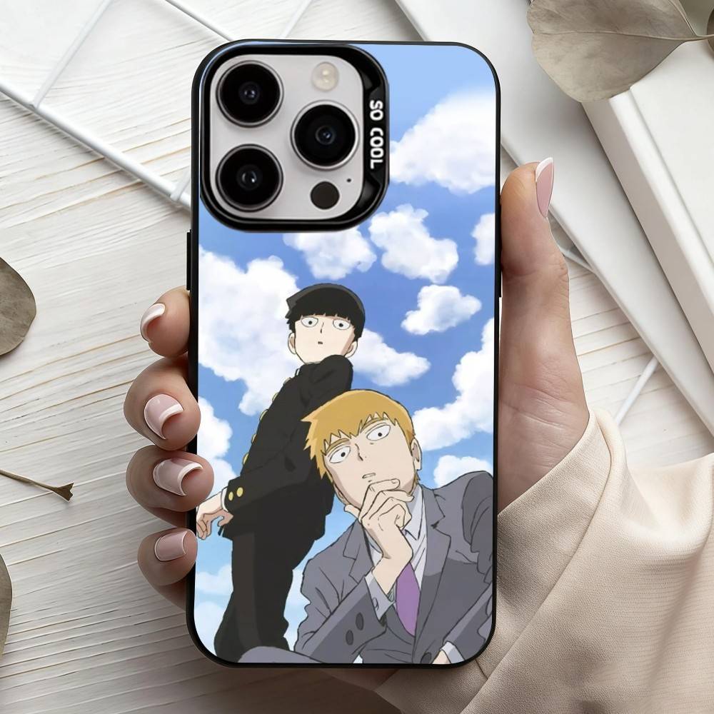 Anime m-Mob p-Psycho-o 100  Phone Case For iPhone17,16,15,14,13,12,11 Plus,Pro Max Black Candy Silver Phone Case