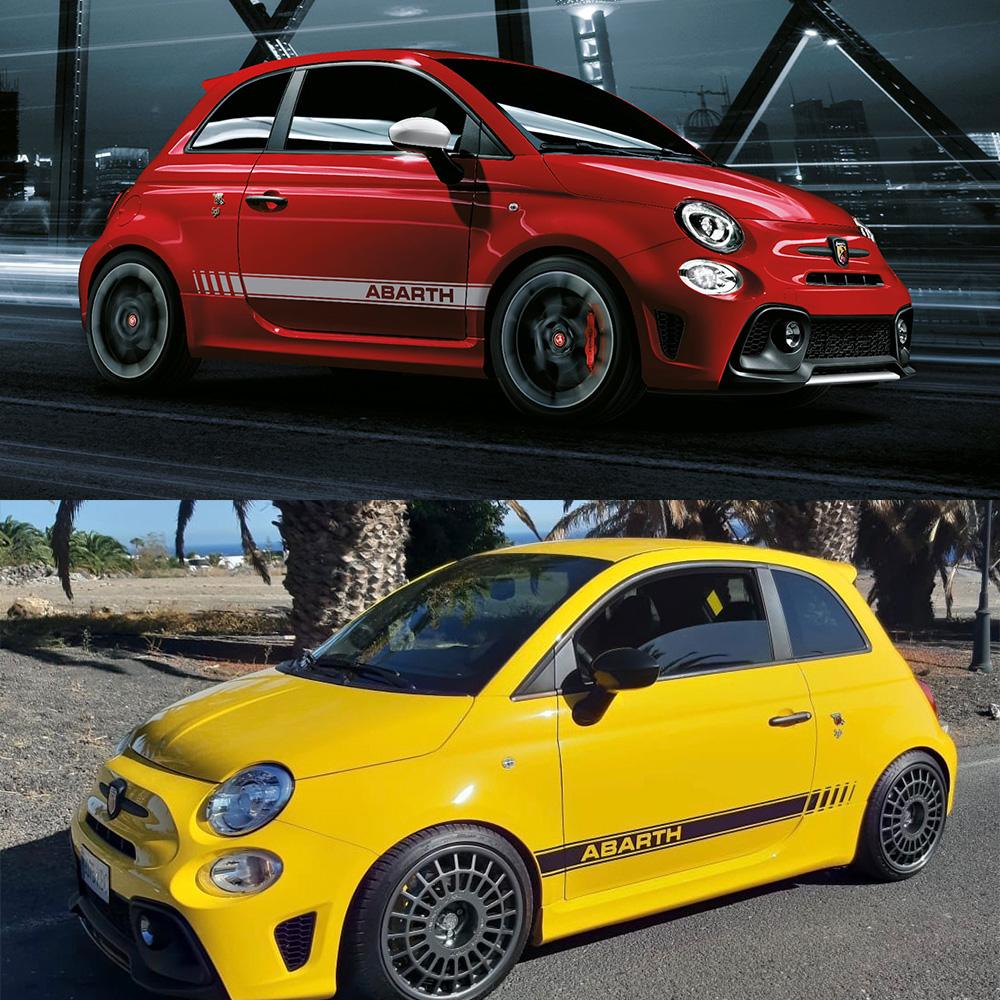 2 szt. Naklejki Boczne Paski Samochodowe Do FIAT 500 Abarth Akcesoria Tuningowe Folia Winylowa Grafika Sportowa Wyścigowa Naklejki Stylizacyjne