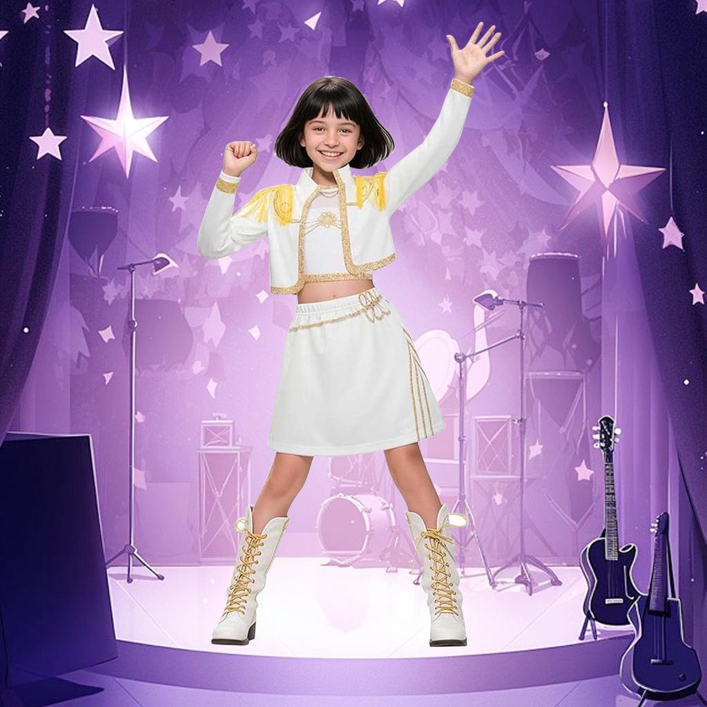 Kinder K-Pop Dämonenjäger Zoey Rumi Mira Kostüm Ausgefallenes Kleid Cosplay Virtuelles Idol Film Cosplay für Mädchen Kinder Halloween Karneval