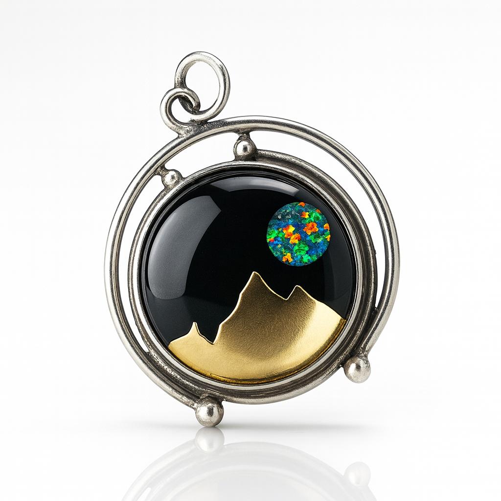 Natural Opal Pendant 36.15 ct Multicolor 925 Sterling Silver Round October Birthday Birthstone