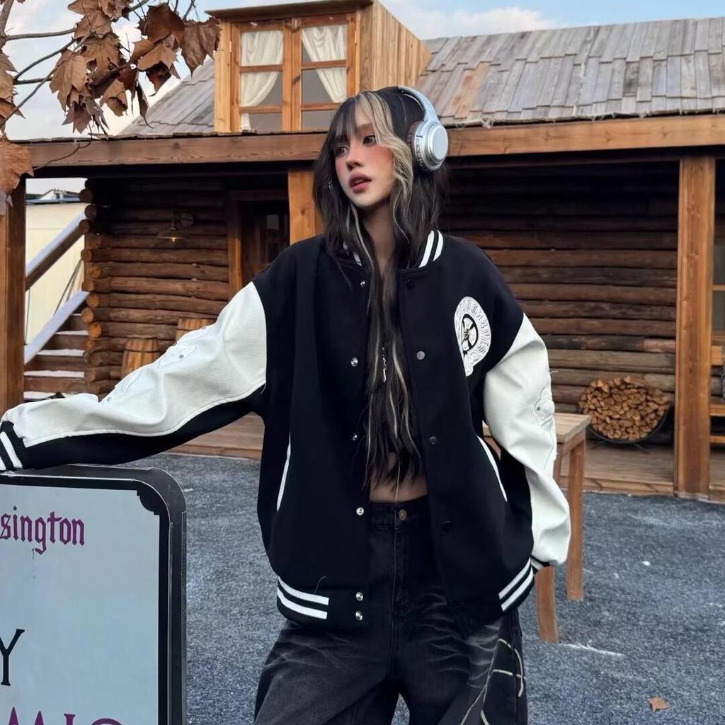 Unisex Baseballjacke im Retro-Stil - College-Trend (Frühling & Herbst 2025)