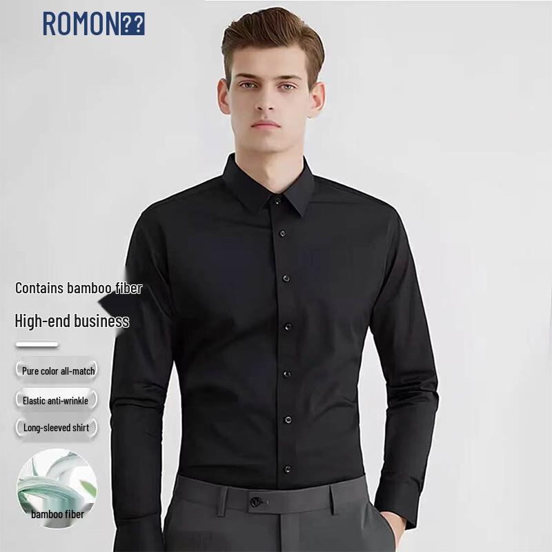 ROMON Men's Long-Sleeve Professional Business Dress Shirt