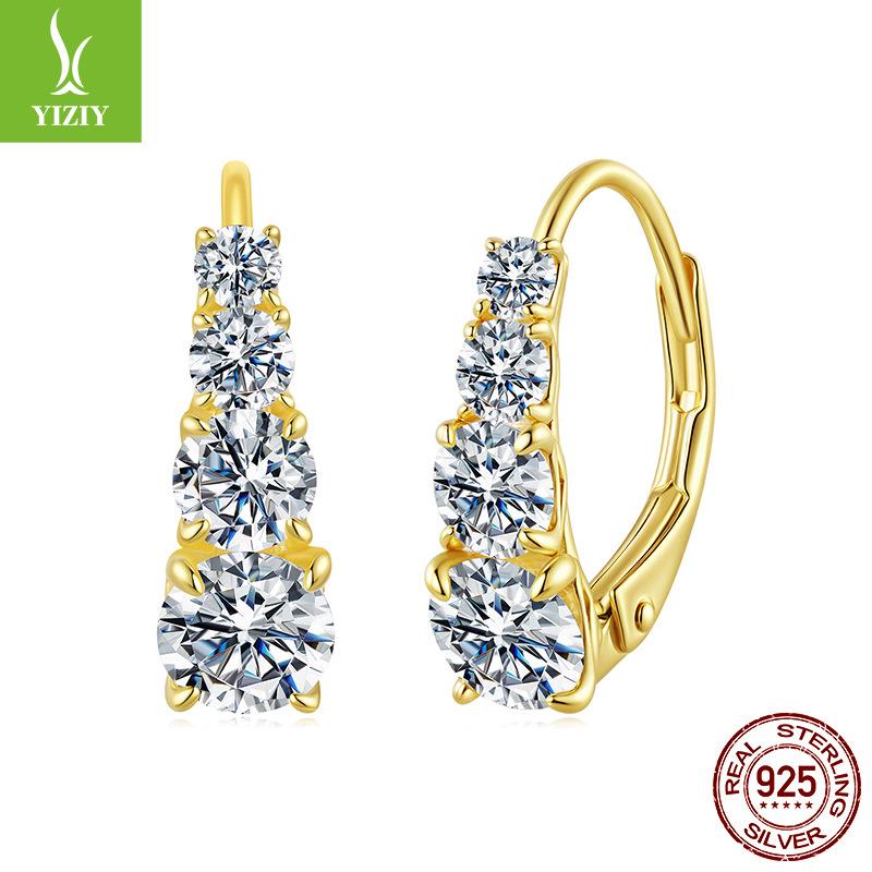 50 Points Mozzarella Diamond Earrings Ear Buckles, Personalized And Elegant Wind S925 Sterling Silver Moissanite Earrings For Women