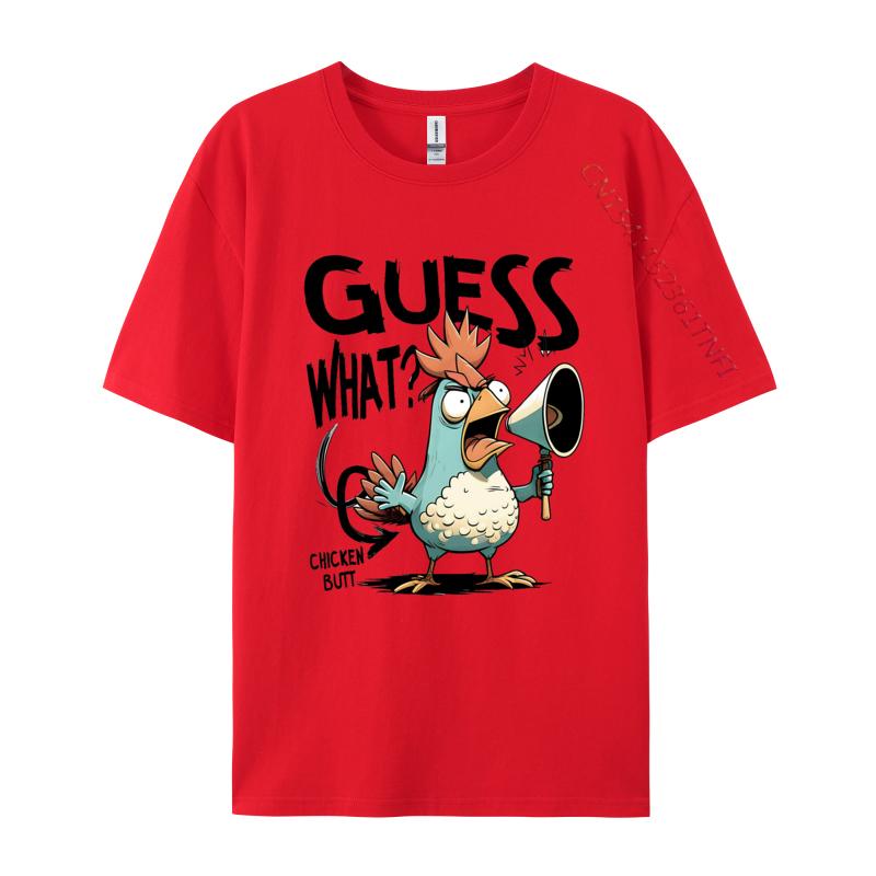 

Guess What Chicken Butt TShirt Funny Design Cotton Tshirts Tops Shirt Printed On New Adult Mens TShirt Black S