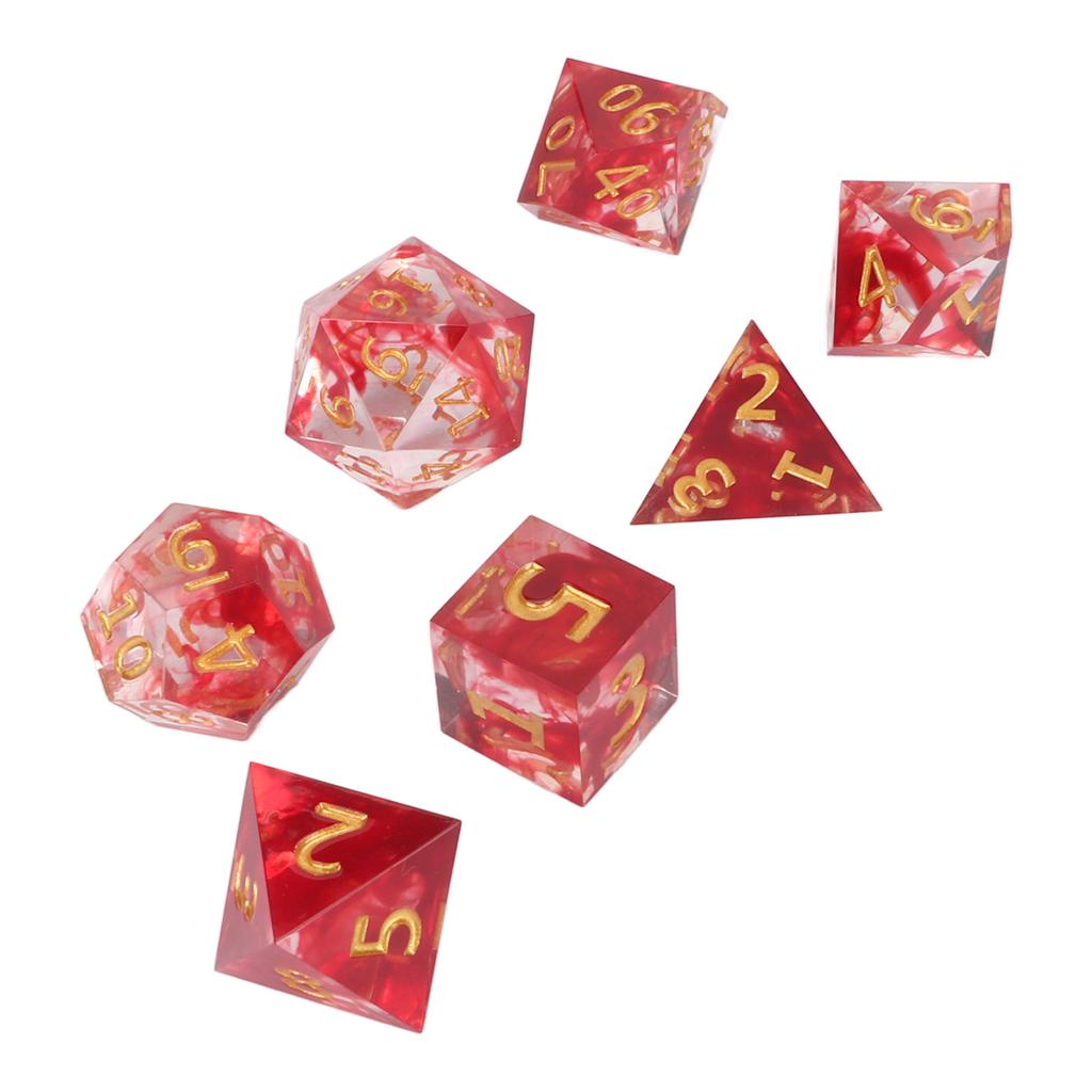 7pcs Resin Dice Set Different Polyhedral Shapes Clear Numbers Board Game Dices for Role Playing