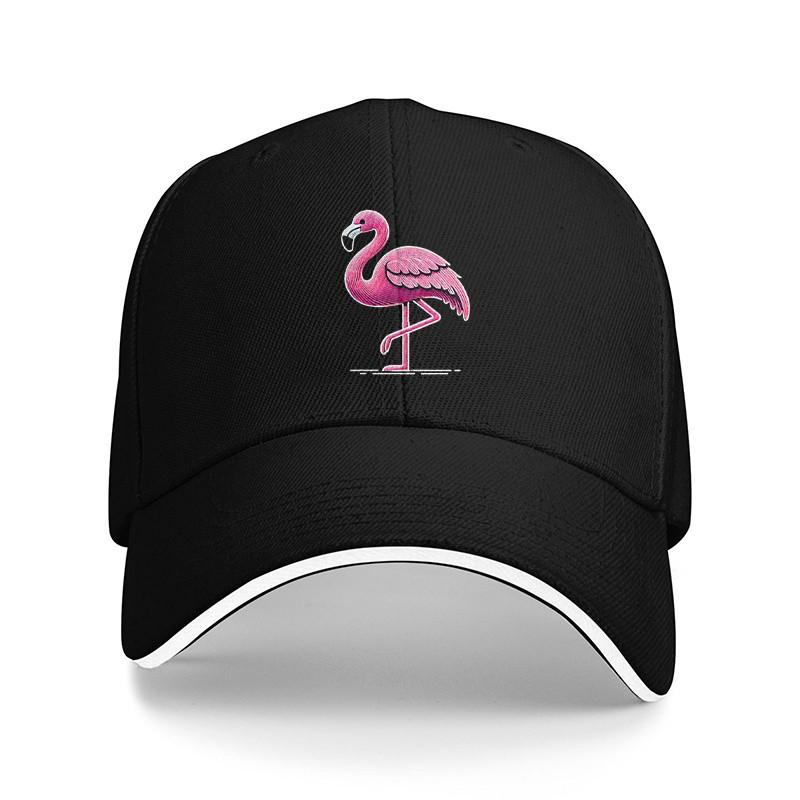 Pink Flamingo Graphic Baseball Cap Adjustable Polyester Casual Sun Protection Sports Cap for Adults