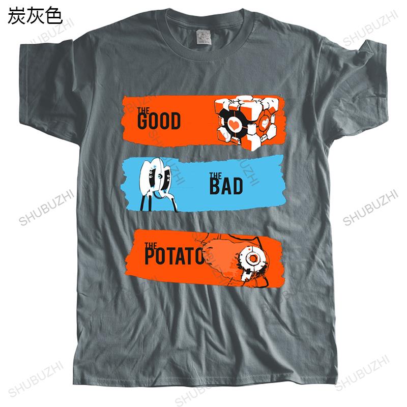 T-shirt men O-neck THE GOOD THE BAD THE POTATO T SHIRT Men Game Portal 2 T-shirt Women Short Sleeve Letter Striped Tees Clothes