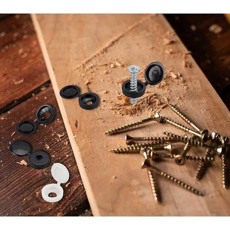 500pcs Hinged Plastic Screw Cap Cover Fold Snap Protective Cap Button Nuts Bolts Fixing Caps For Furniture Decorative Hardware