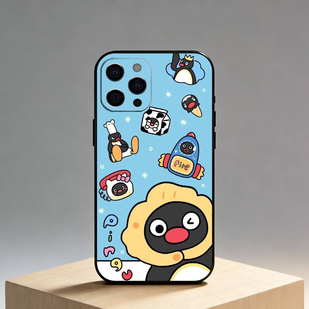 P-Pingu Penguin Funny Cut Phone Case For iPhone17,16,15,14,13,12 Plus,Max Soft Silicone Black Cover
