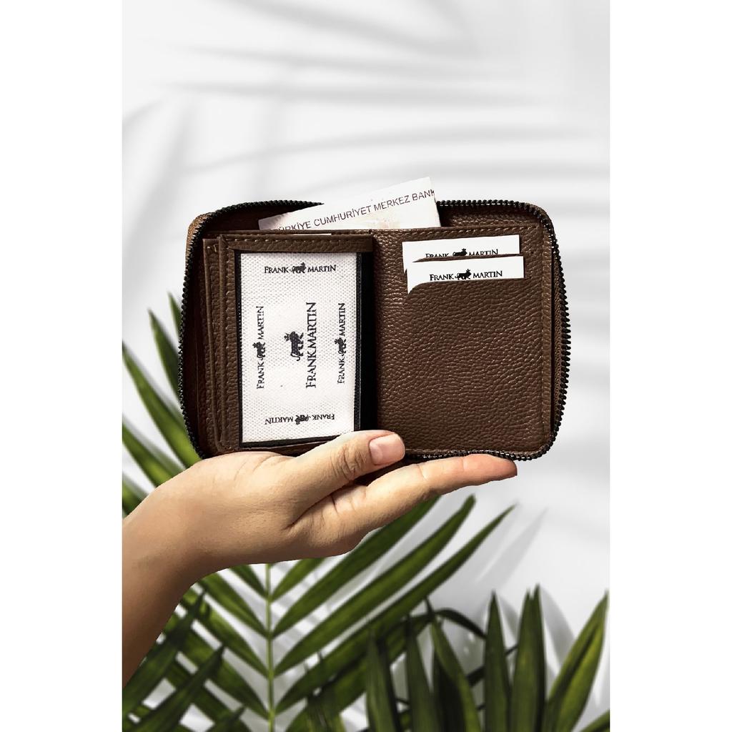 Stilvolles schwarzes Kartenetui aus Leder mit originellem Geldfach mit Reißverschluss und Geschenkbox