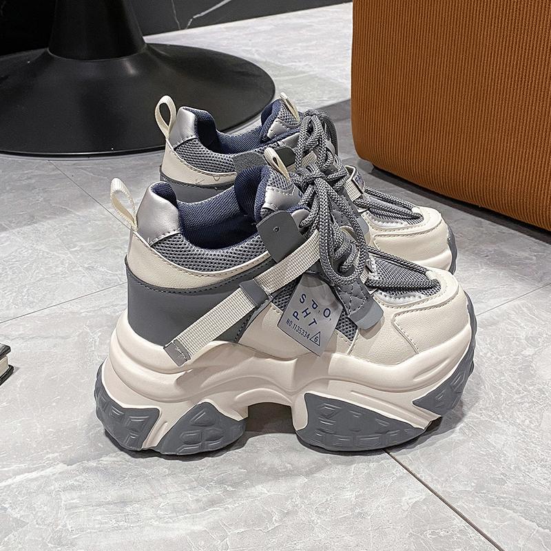Fashion 10CM Women's Breathable Mesh Platform Shoes Outdoor Increase Height Chunky Sneakers for Women Casual Walking Shoes Women's Tenis