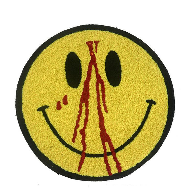 

50cm Trippy Smiling Rug Unique Plush Round Living Room Bedroom Floor Mat Geeky Bedroom Rug Home Decor Non-Slip Bathmat 50X50CM