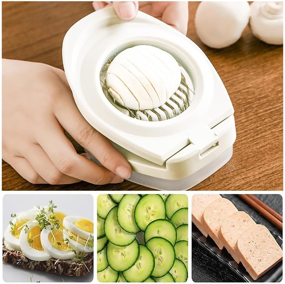 Egg Slicer for Kitchen Multifunctional Mold Artifact Gadget White Hard-Boiled Eggs, 3-Cut Design, Utensil, Cutter, Kitchenware,