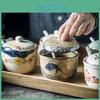 Seasoning With Ceramic Jar Lid And Spoon Kitchen Spice Jars For Salt Sugar Pepper Japanese Style Condiment Storage Box Tea