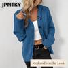 JPNTKY Women's Vintage Casual Solid Color Print Autumn Winter Long Sleeve  Jackets & Coats
