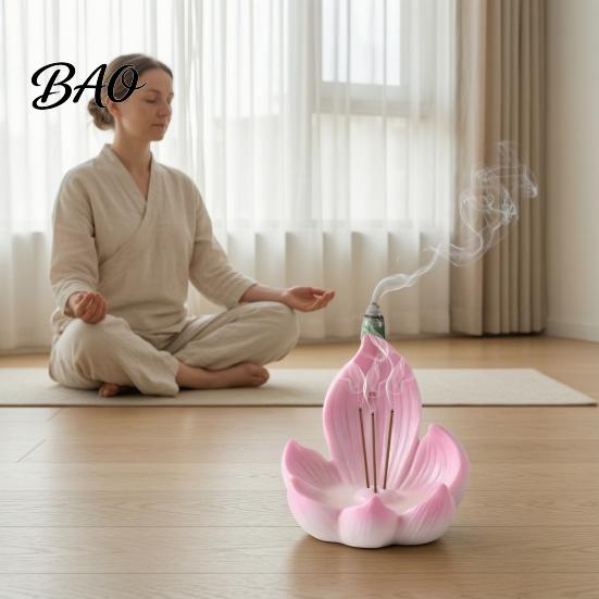 Meditationszubehör Lotus Rückfluss Räucherkegelhalter, Harz Kegel Diffusor, Schreibtisch Beruhigendes Zimmer Dekor Aromatherapie Halter für Yoga Tee Schlafzimmer