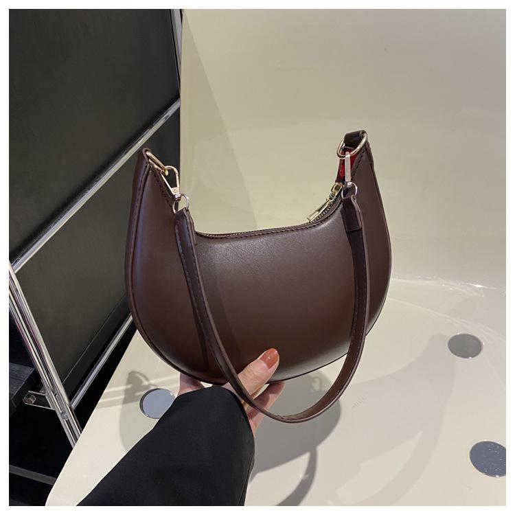 Retro-Stil Kunstleder Halbmond-Schultertasche für Damen Minimalistische Crossbody-Handtasche KTB