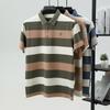 Luxury brand emboss short sleeve polo shirt fashion T-shirt stripe color blocked summer pure cotton comfort casual men's wear